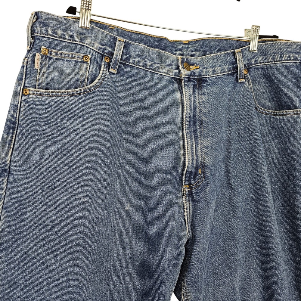 Carhartt Relaxed Fit Flannel Lined Jeans Mens 42x30 Blue Denim Workwear‎ Pants - Picture 5 of 13